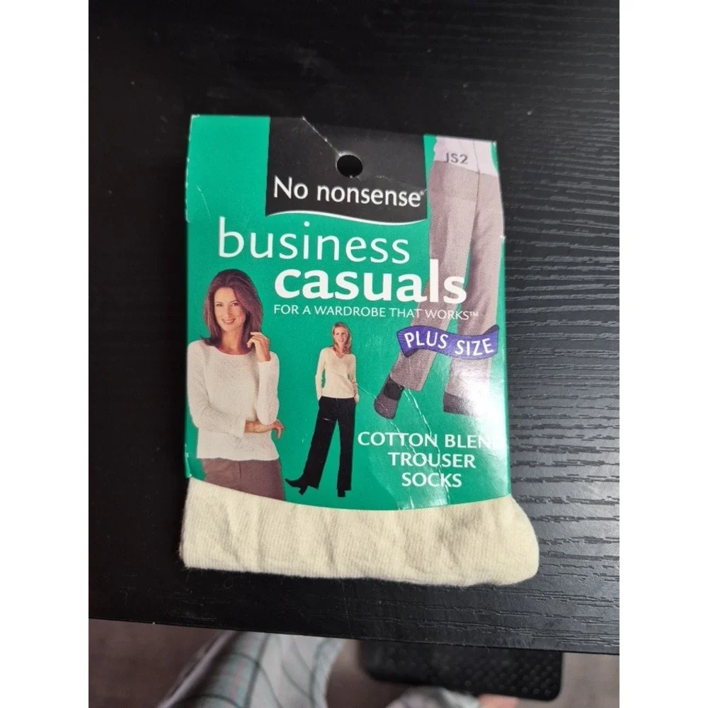 No Nonsense Business Casuals Plus Size Trouser Socks Ivory Cotton Blend 2 Pair